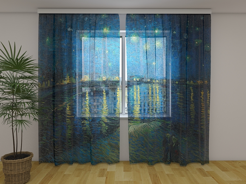 Užuolaidos Žvaigždėta naktis per Roną Vincentas van Gogas