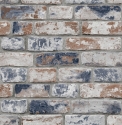 108596 Distressed Brick Navy Red tapetai