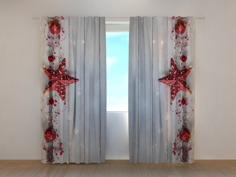 Photo curtains Christmas Red Star 2