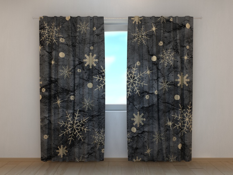 Photo curtains Golden Snowflakes